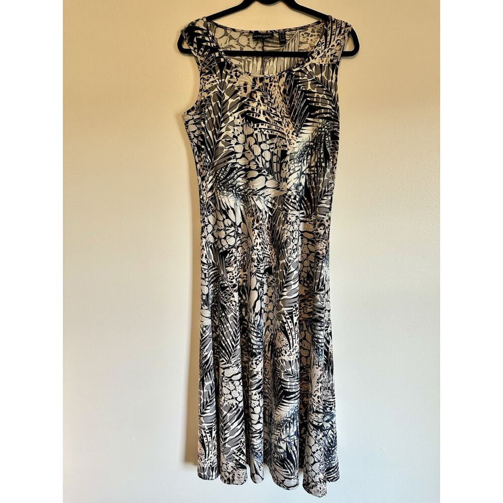 Attitudes by Renee Women's Palm Print Scoop Neck Sleeveless Maxi Dress Medium MP